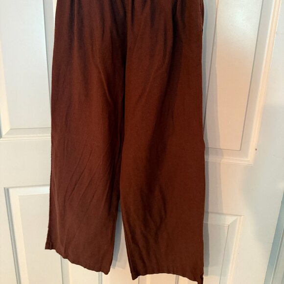 A & F Linen Blend Ultra Wide Pants - Brown, size S - Picture 4 of 5